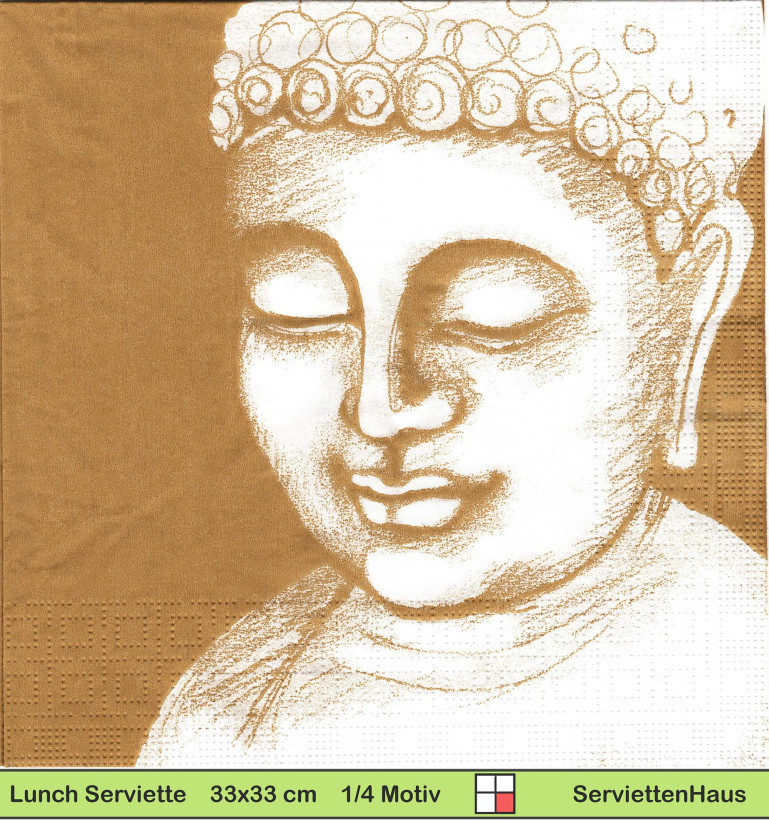 Asien - Buddha auf gold - 1 Paket mit 20 Servietten